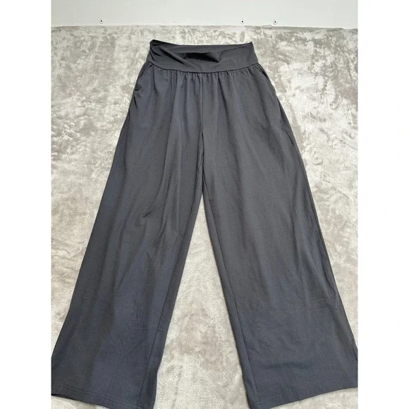 Gracyoga Lounge Pants Size L Gray Wide Leg Yoga Palazzo High Rise Pockets Comfy