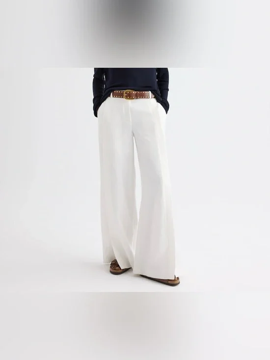 Women's Wide-Leg White Trousers — Clean Tailored Style