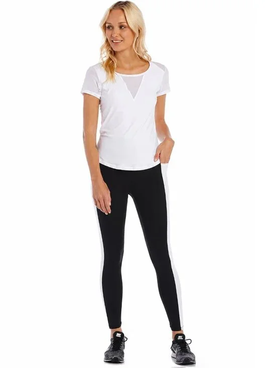 2/$30 NWT X by Gottex Studio High Way Legging Mid Rise Black White #A3277