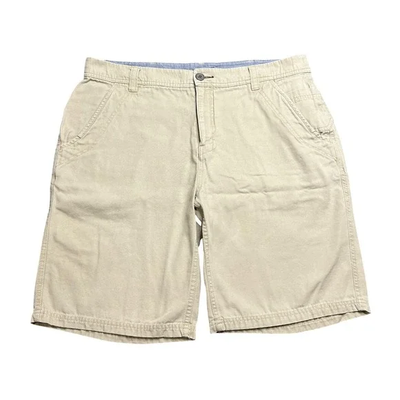Horny Toad Cliff Canvas Shorts Mens 36x10 Khaki Organic Cotton Casual Hiking Tan