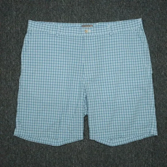 Peter Millar Shorts Men 40 Blue Plaid Performance Chino‎ Seersucker Lightweight