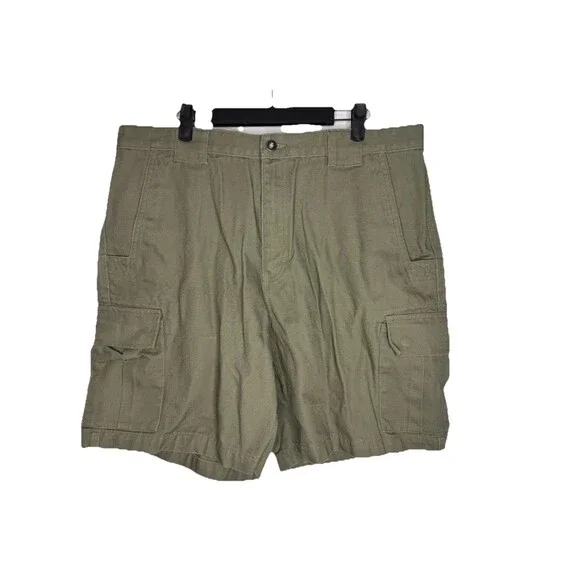 Duluth Trading Co Fire Hose Cargo Shorts 38 Green 9” Inseam Cotton Canvas