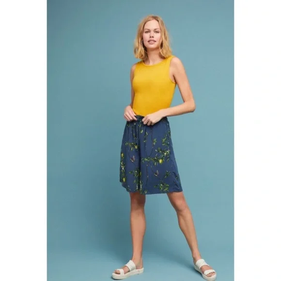 NWT Anthropologie Lemon Print Bermuda Shorts
