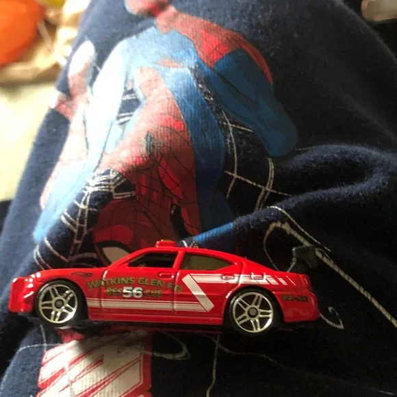 Red Toy Race Car with White Racing Stripes