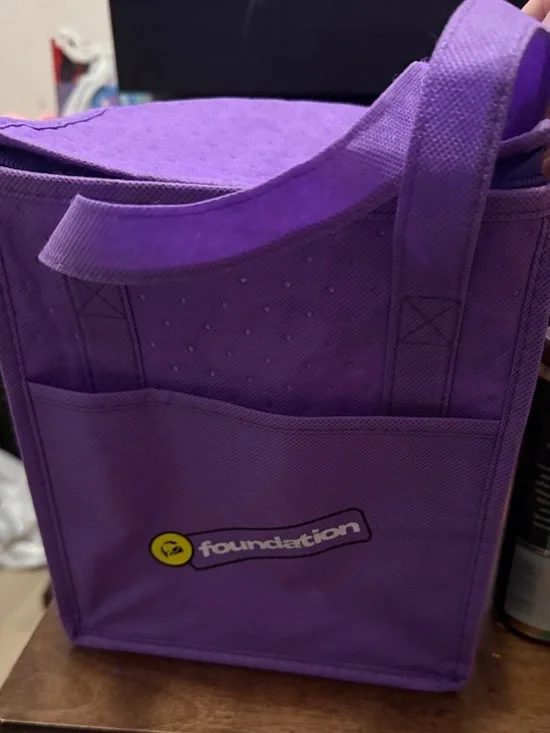 Purple Insulated Lunch Tote - Compact Home Storage Bag