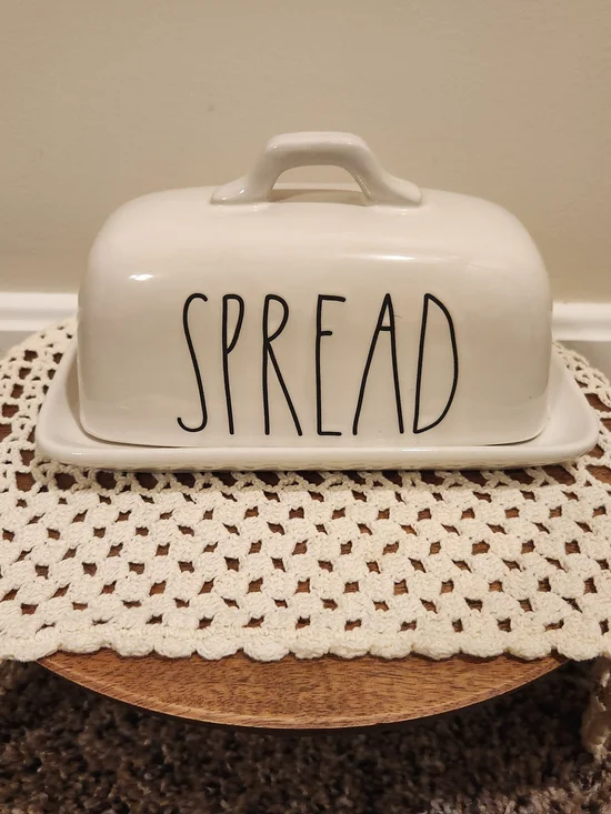 Rae Dunn Artisan Collection Ceramic 'SPREAD' Butter Dish From Magenta
