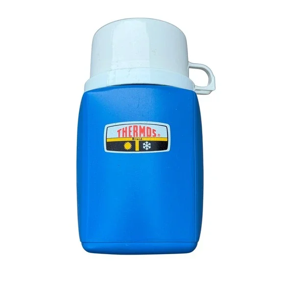 Vintage Thermos King Seeley Blue 8 oz Insulated Bottle Cup Lid USA Camping