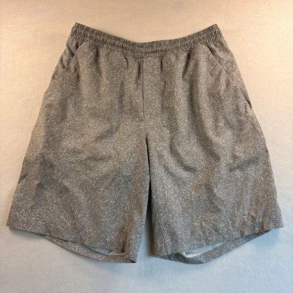 Lululemon Shorts Mens L Jitter Dot Gray Pace Breaker Lined Stretch Zip Pocket