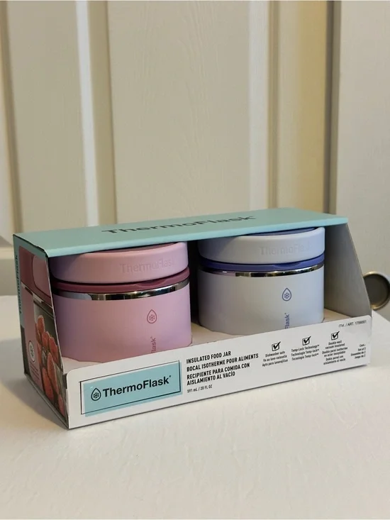 ThermoFlask Insulated Food Jars Pink Purple 2-Pack 20oz New