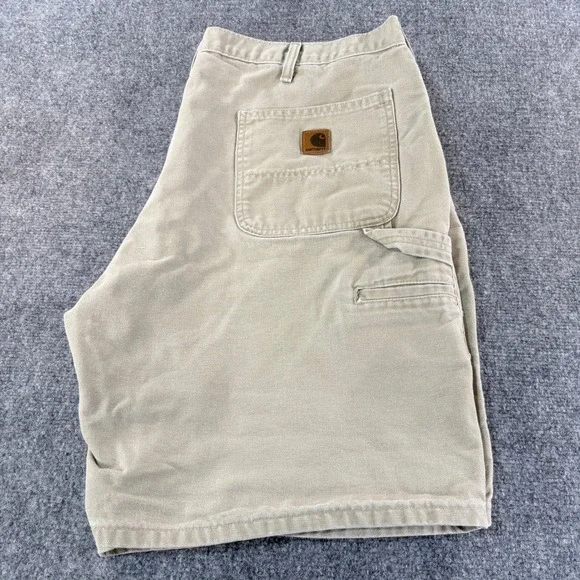 Carhartt B185 TAN Canvas Carpenter Shorts Mens 42 Tan Workwear Utility Casual