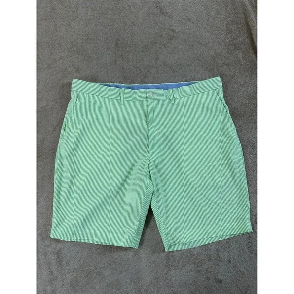 Polo Golf Ralph Lauren Seersucker shorts Mens 40 Green Striped Classic‎ Fit EUC