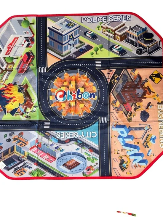 Kids Play Mat - Colorful City & Police  Fire & Engineering Series Play Rug
