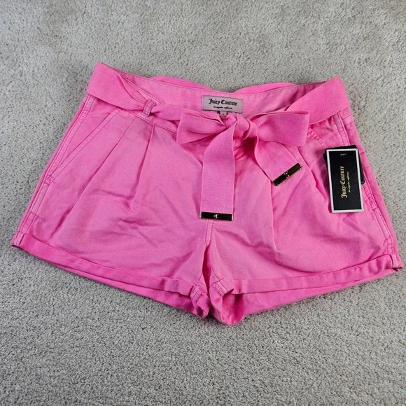 Women's NWT's Y2K Juicy‎ Couture Ultra Light Fuchsia Boyfriend Shorts Size 2