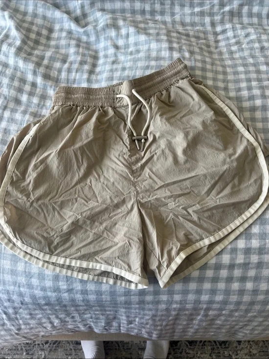 Varley Tan and Cream Shorts