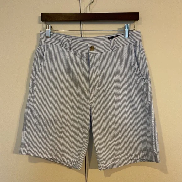 Vineyard Vines Breaker Shorts Seersucker Blue & White  Striped Nautical Men’s 32