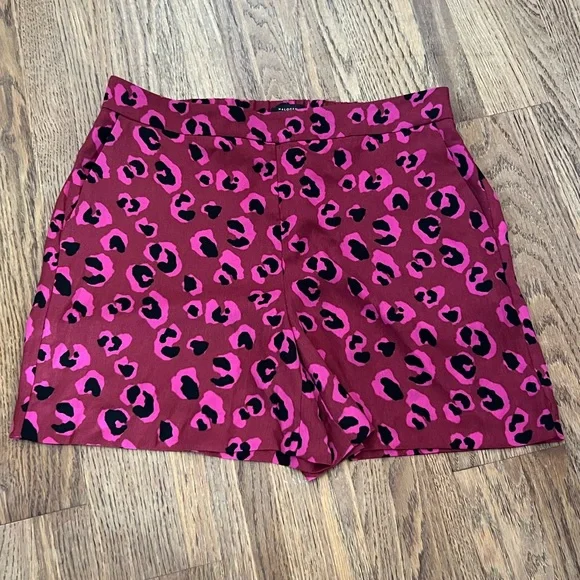 Halogen Burgundy Leopard Print Shorts, 8