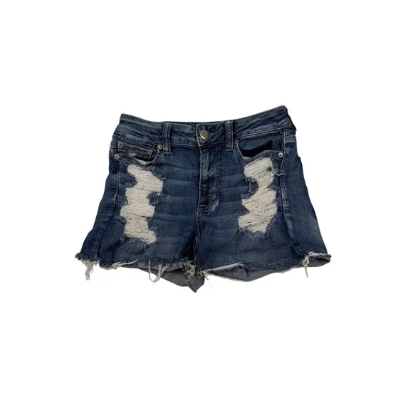 American Eagle Ne(x)t Level Stretch Distressed Denim Shorts Medium Wash Size 6