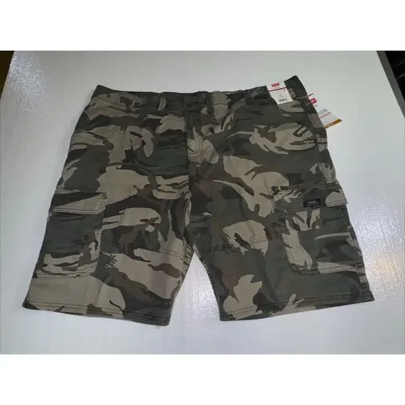 Men's Wrangler Flex Cargo Camo Shorts Relaxed Fit Tech‎ Pocket Size 48