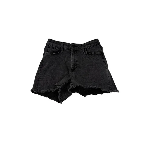 Jennifer Lopez Womens High Rise Denim Shorts Washed Black Raw Hem Size 2