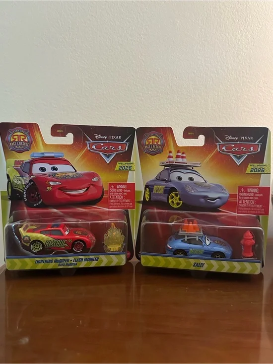 Disney Pixar Cars Rescue Lightning McQueen & Sally Vehicle Two-Pack - Red & Blue