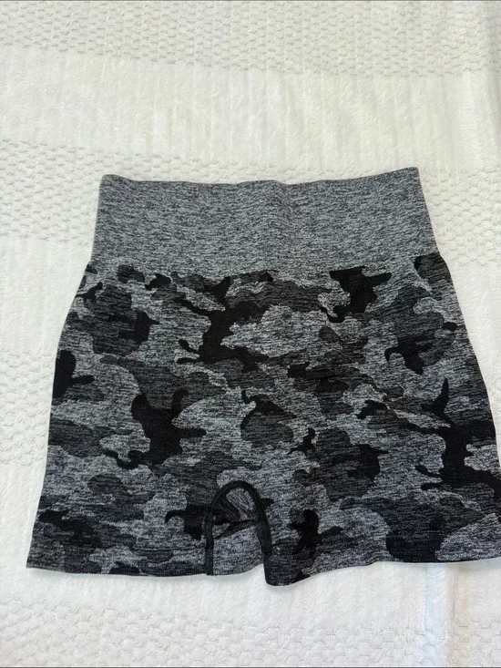 SHEIN Gray Camo High-Waist Bike Shorts