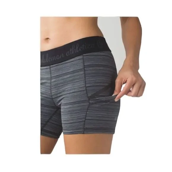 Lululemon Stripe Biker Running Shorts Sz 6 Small
