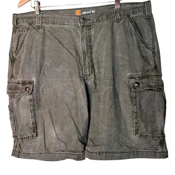 Carhartt Men's Loose Fit Canvas Cargo Shorts Amy Green Size 42
