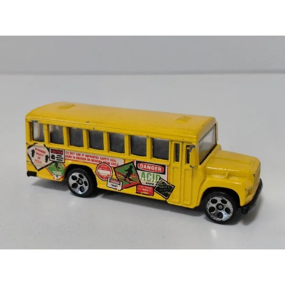 Hot Wheels 1988 School Bus Danger Acid Rock Toxic Yellow Diecast Toy Car