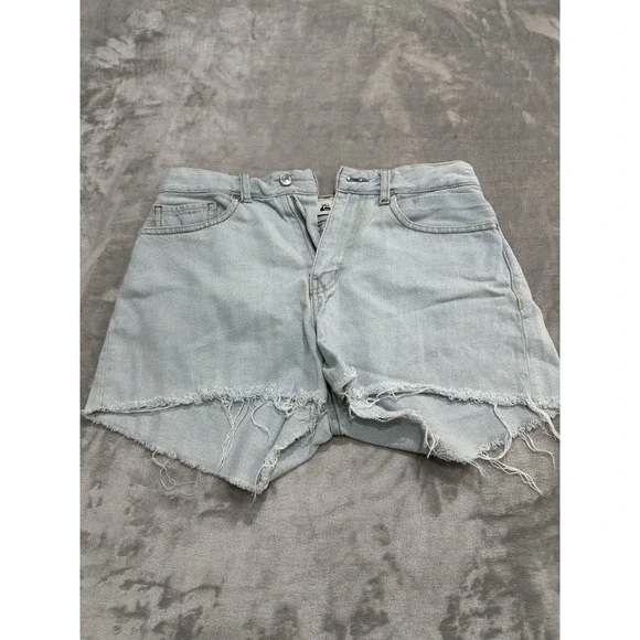 Quicksilver Shorts Women Size 28 Cut-off Denim Frayed‎ Hem Zipper Button EUC