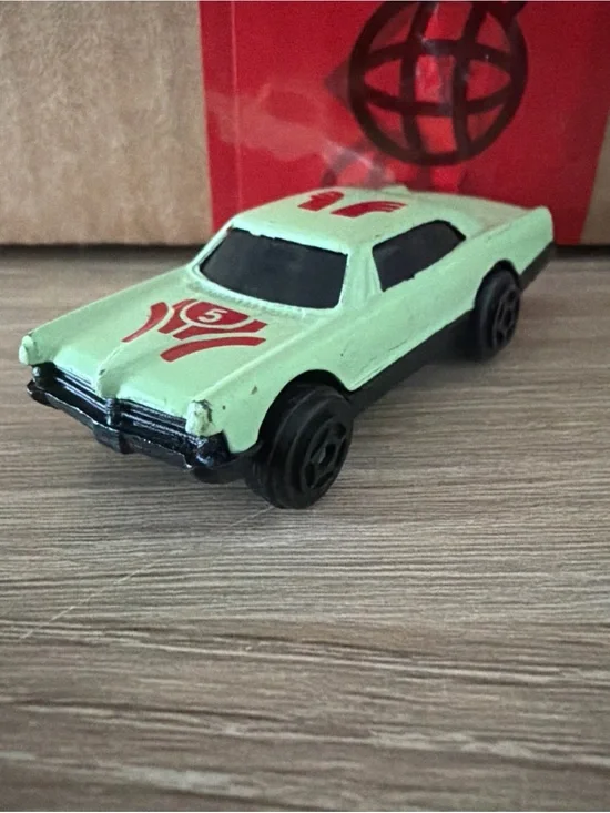 Lime Green Diecast Muscle Car Red Hood Stripes  Unbranded