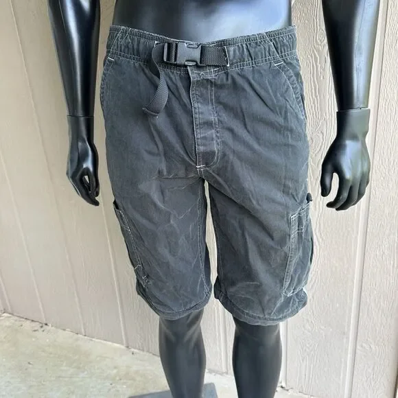 Vintage Old Navy Shorts Mens Size 16 Cargo Black‎ Big Pocket Buckle Mesh