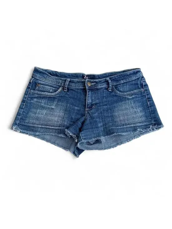 Vintage Z2 Micro Mini Shorts Dark Wash Boho Low Rise Raw Hem