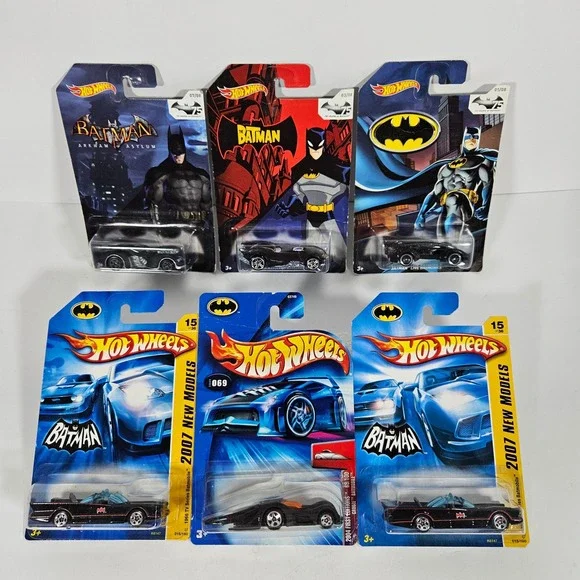Hot Wheels Batman Batmobile Lot of 6 Arkham Asylum 1966 TV Series New 2004-14
