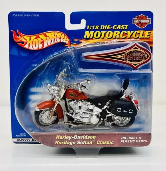 Hot Wheels 1:18 Harley Davidson Heritage Softail Classic Diecast Motorcycle New