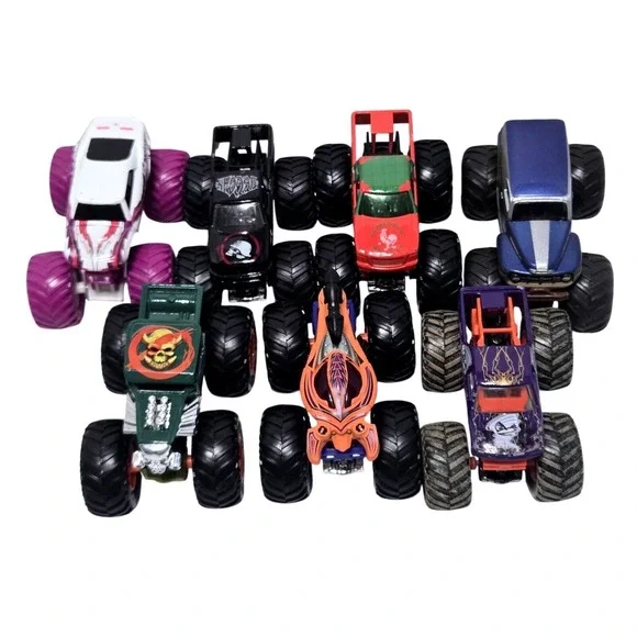 Hot Wheels Monster Jam Truck Lot Of 7 1:64 Metal Mulisha Scorpedo Storm Used