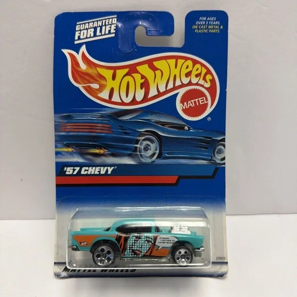 Hot Wheels Red '57‎ Chevy (1999) Mattel Collector Toy Car #105 Vintage 5 Spoke