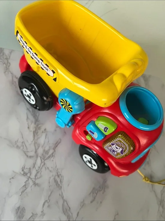 Classic Kids Pull-Along Dump Truck Toy - Yellow & Red