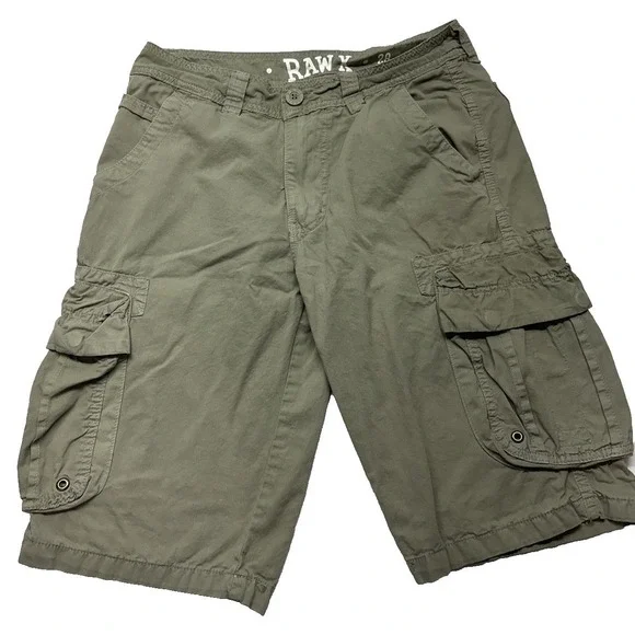 Raw X Men's  Cargo Shorts – Size‎ 28 Green Olive Khaki