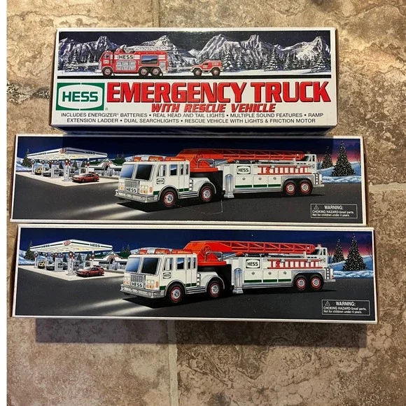 Y2K Lot of 3‎ Vintage Hess Toy Trucks Emergency Truck Boxed