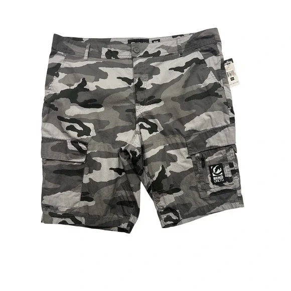 New Ecko Unltd. Camo Cargo Shorts Gray Casual‎ Streetwear Size 44  (620)