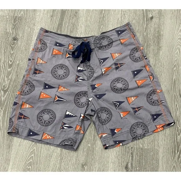 Reyn Spooner Swim Trunks Flags Print Board Shorts Bathing Suit‎ Pool Surf Men 34