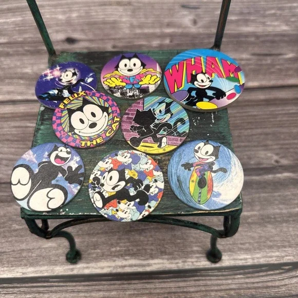 Vintage Various Felix the cat pogs Lot Of 8 1990's Rare
