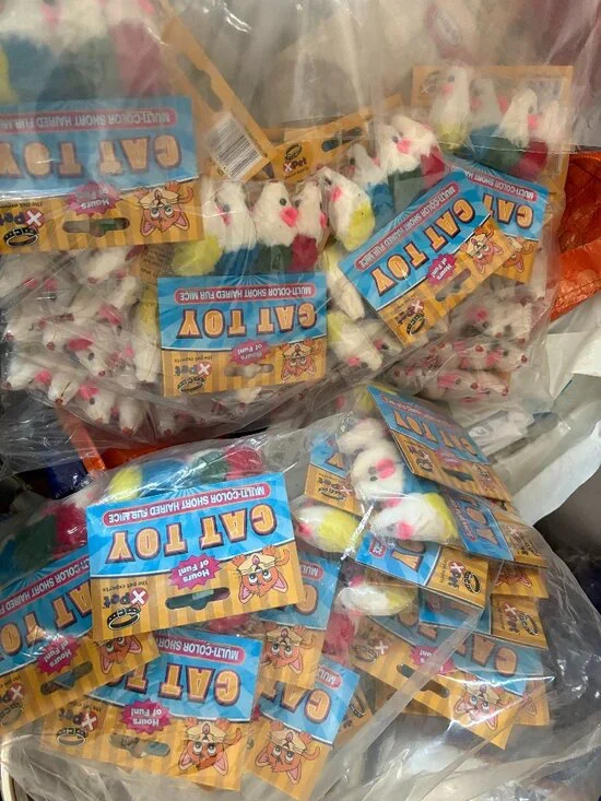 Bundle Of 24 Packages Each Package With Four Mice Cat Toy Real Fur Mouse Rattle