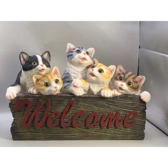 Welcome‎ With 5 Kittens Resin