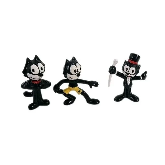 Lot of 3 Felix the Cat PVC Figures by Applause 1989 Bow Tie Top Hat Shorts‎ 2