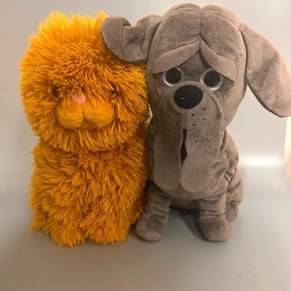 Harry Potter Crookshanks Cat and Crup Dog Plush Set Wizarding World Orange Grey