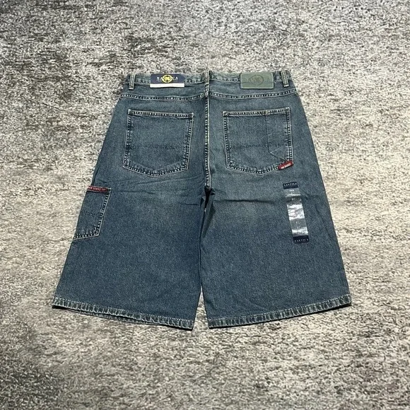 Vintage Nautica Shorts Size 34‎ Blue Baggy Denim Jorts Grunge Skater Y2K - NEW