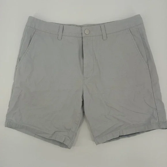 Bonobos Mens Washed Chino Shorts Light Grey 7 Inch Inseam Size 34 Cotton Twill