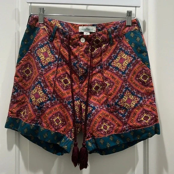Sundance Womens Drawstring Floral Kalini Shorts Sz XS
