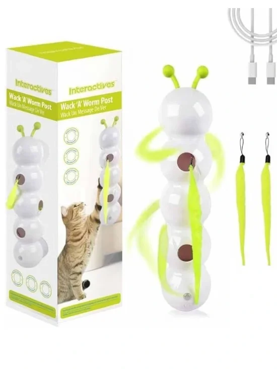 Interactive Caterpillar Cat Toy Wack a Worm- In Box